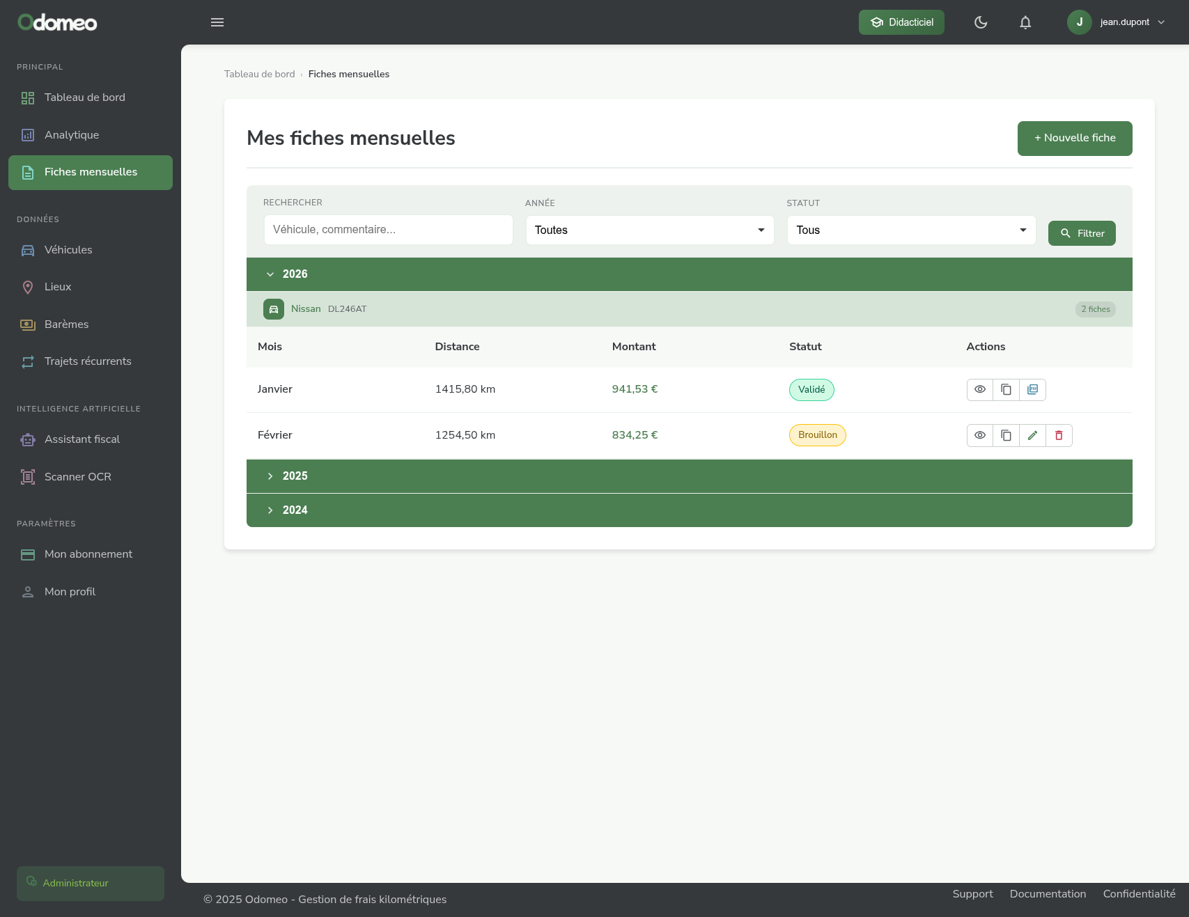 Page Fiches mensuelles Odomeo